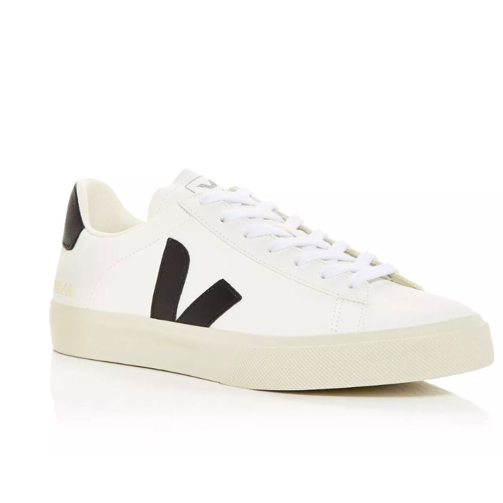 Men's Campo Low Top Leather Sneakers White/Black Size 9 US Pre-Owned